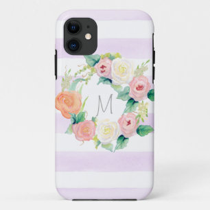 Stripte einfache moderne Aquarellblumen-Rose Case-Mate iPhone Hülle