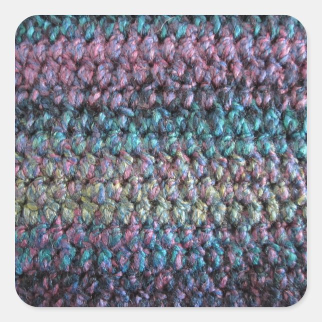 Stripte gestrickte Wolle Quadratischer Aufkleber (Vorderseite)