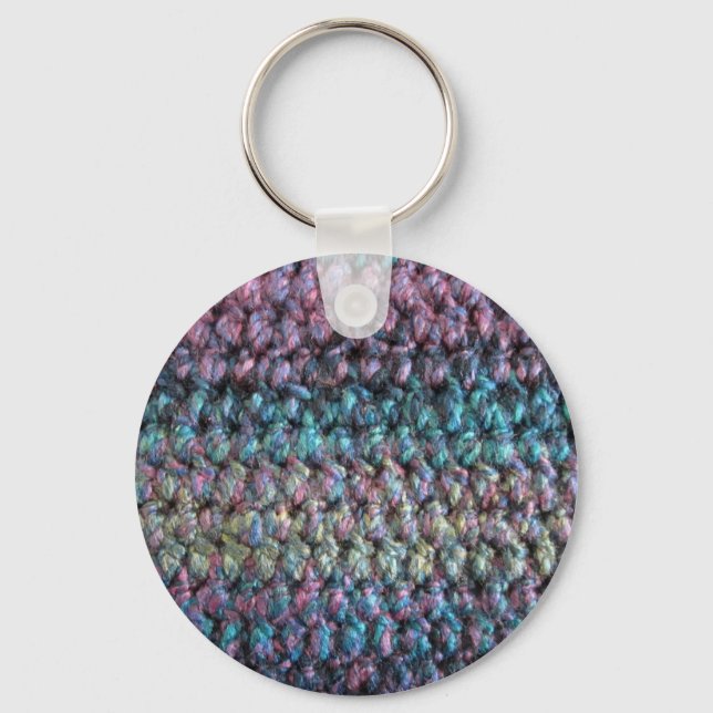 Stripte gestrickte Wolle Schlüsselanhänger (Vorderseite)