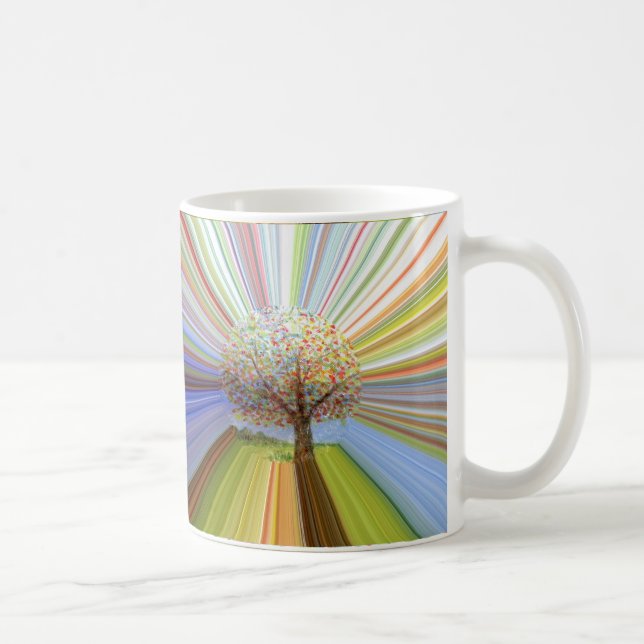 Stripte Herbstfarben Herbstbaum Mattglastasse (Rechts)