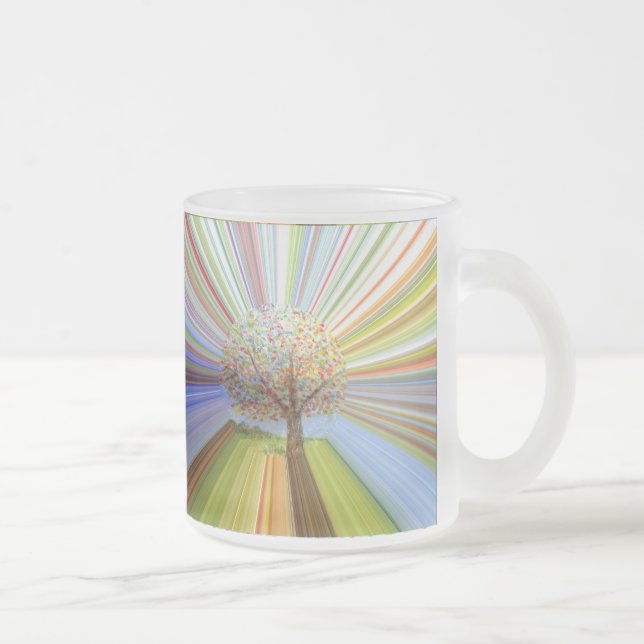 Stripte Herbstfarben Herbstbaum Mattglastasse (Rechts)
