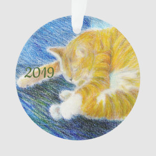 Stripte Kitte Ornament