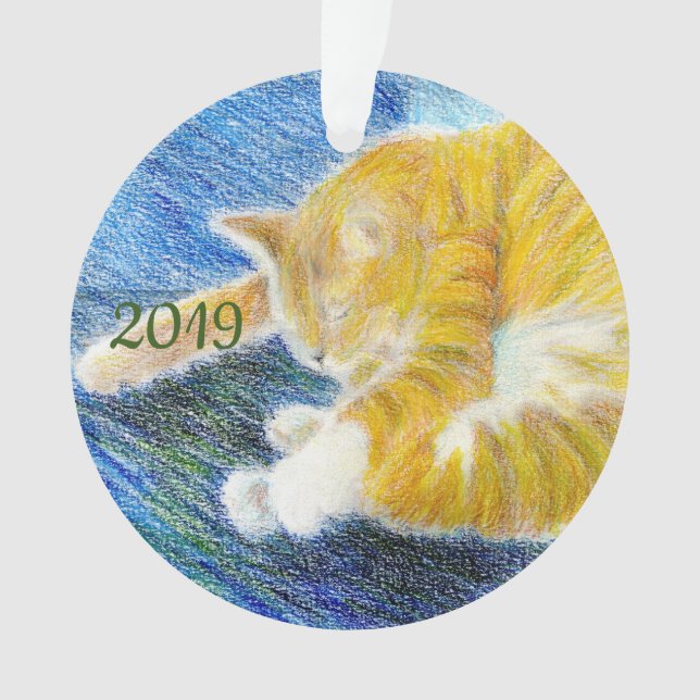 Stripte Kitte Ornament (Vorderseite)