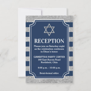 Stripte Marine, Graue Bar Mitzvah Party Card Einladung