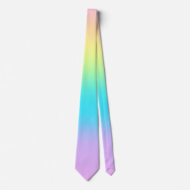 Stripte Pastel Rainbow Gradient Necktie Krawatte (Vorderseite)