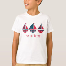 Stripte Segelboote Personalisierter T - Shirt