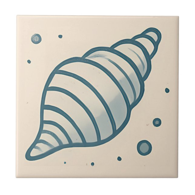 Stripte Spirale Muschel Minimal Art Tile Fliese (Vorderseite)