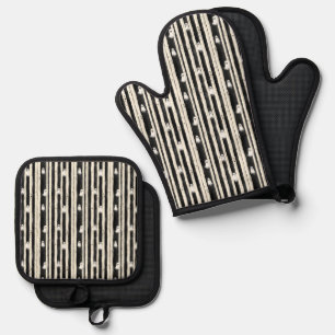 Stripte Spirituosen - Eine Parade geistreicher Lau Ofenhandschuh & Topflappen-Set