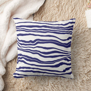 Stripte Wavy Line Marine White Kissen