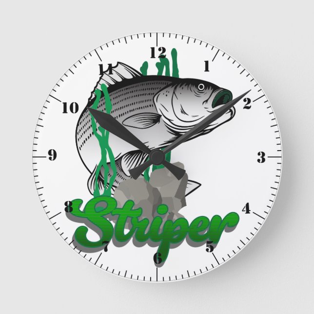Stripter Bass der Frischwasserkönig der Kämpfer Runde Wanduhr (Vorderseite)