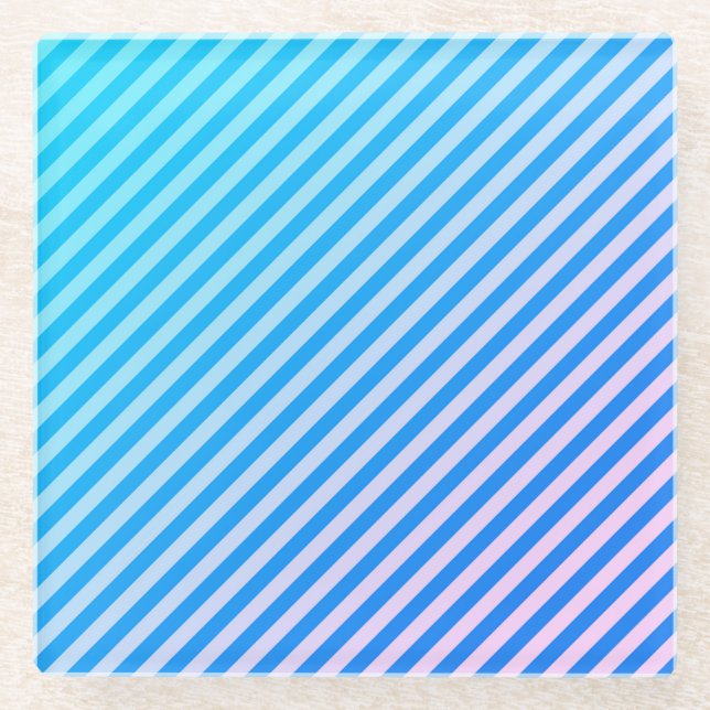 Stripter Moderner Untersetzer in Aqua und Rosa (Vorderseite)