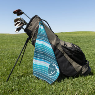 Striptes Golfing Accessoire Personalisiert Blue Golfhandtuch