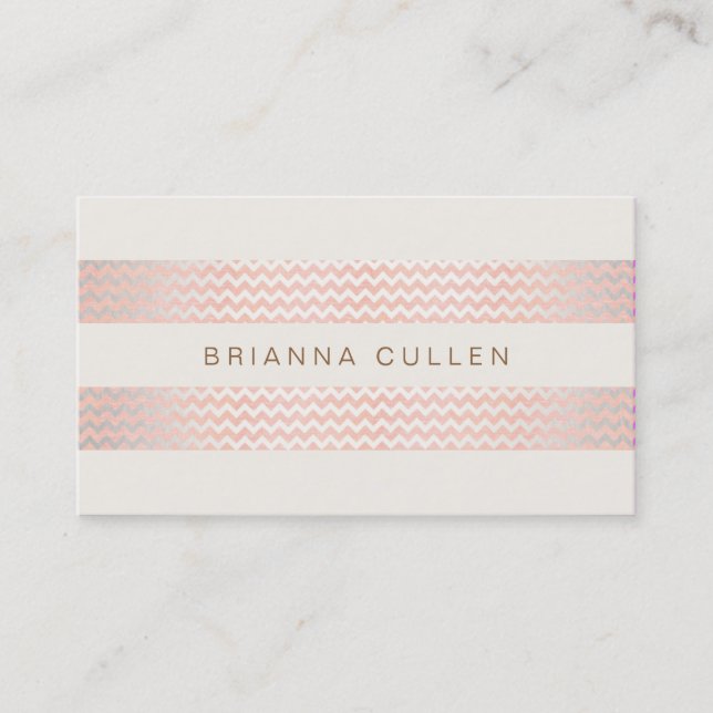 Striptes Pfirsichrosa Trendy Zickzack Elegant Chic Visitenkarte (Vorderseite)