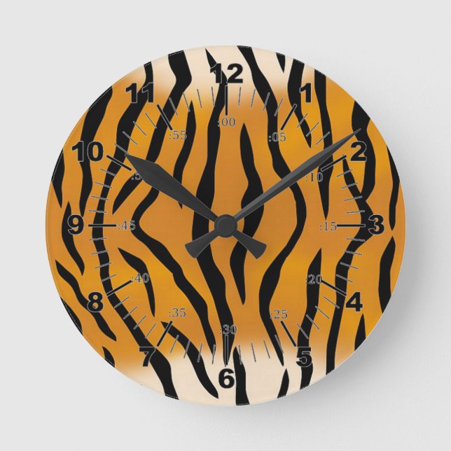Striptes Tigermuster Runde Wanduhr (Vorderseite)