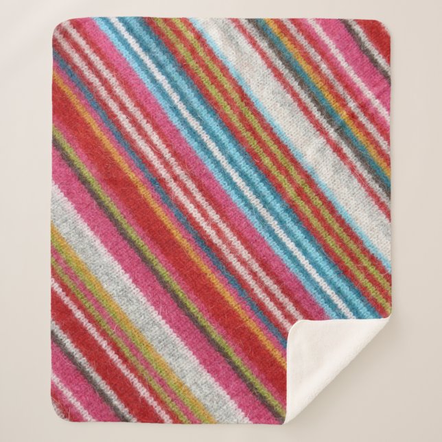Striptes Wollgewebe: gemütlich, stilvoll Sherpadecke (Vorderseite)