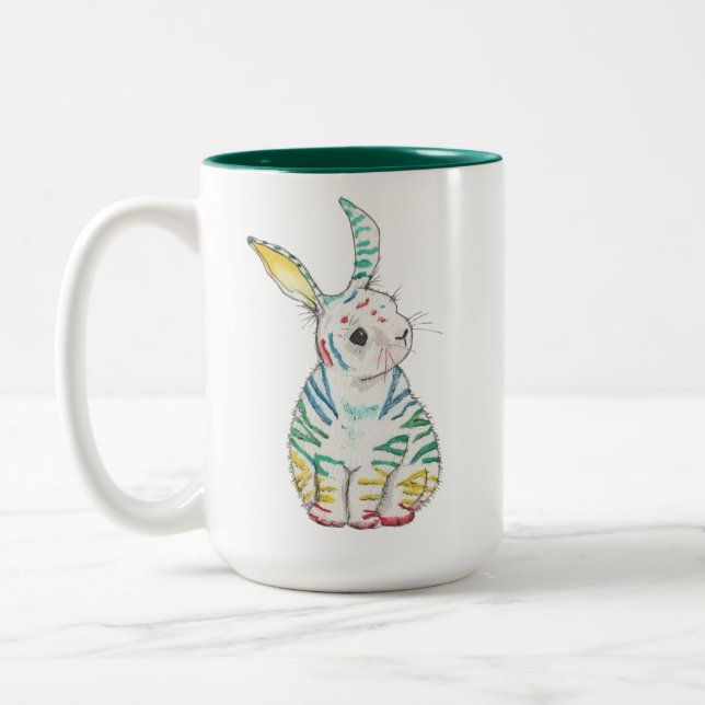 Stripy Kaninchen-Tasse Zweifarbige Tasse (Links)