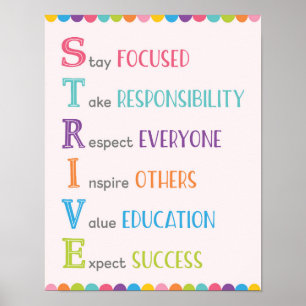 STRIVE Akronym Klasse Wachstum Mindset Poster