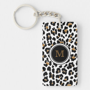 Striylischer Monogram Leopard Print Acryl Schlüss Schlüsselanhänger