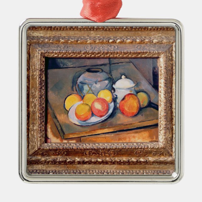 Stroh-bedeckter Vase Pauls Cezanne |, Silbernes Ornament (Vorne)