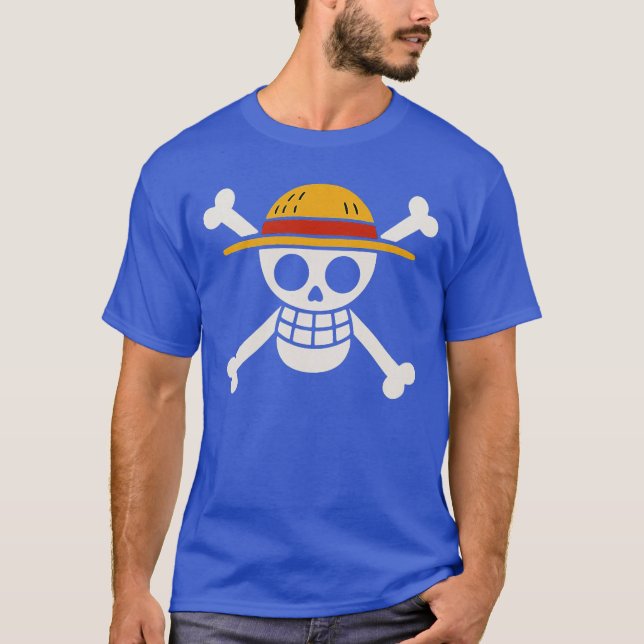 Stroh-Hut-Jolly-Roger-Junge T-Shirt (Vorderseite)