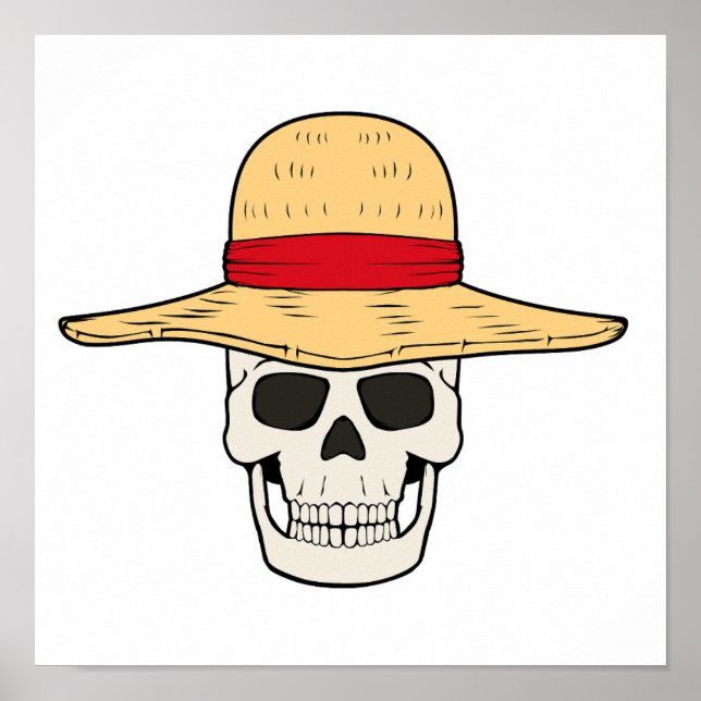 Stroh-Hut-Totenkopf-Designposter herunterladbar Poster (Vorne)
