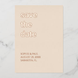 Strohbeige Save the Date Rose Gold Folieneinladung