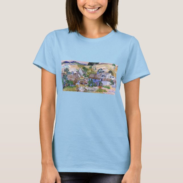 Strohdach-Hütten von Hill von Vincent van Gogh T-Shirt (Vorderseite)