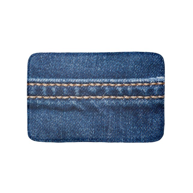 Strohdenim: Nähte Jeans Textur. Badematte (Vorderseite)