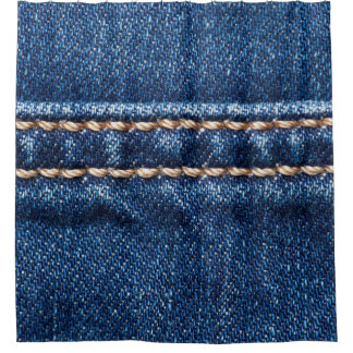 Strohdenim: Nähte Jeans Textur. Duschvorhang