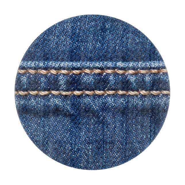 Strohdenim: Nähte Jeans Textur. Schneidebrett (Vorderseite)