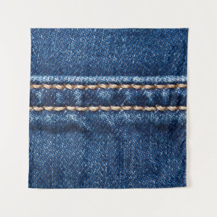 Strohdenim: Nähte Jeans Textur. Wandteppich