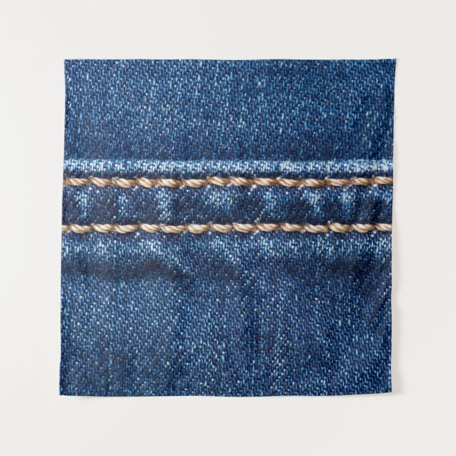 Strohdenim: Nähte Jeans Textur. Wandteppich (Vorderseite)