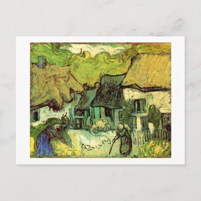 Strohgedeckte Hütten in Jorgus, Van Gogh Fine Art Postkarte (Vorderseite)