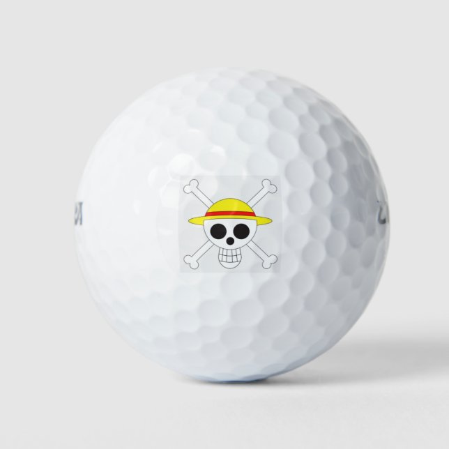 Strohhut Piratenflagge Goldball Golfball (Vorderseite)