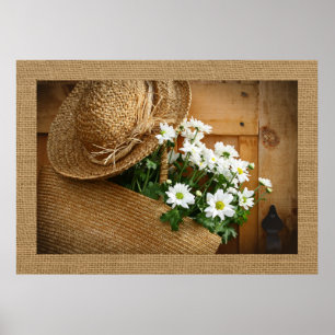 Strohhut und Daisies Fotografy Art Poster