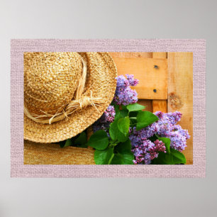 Strohhut und Lavender Blume Fotografie Art Poster