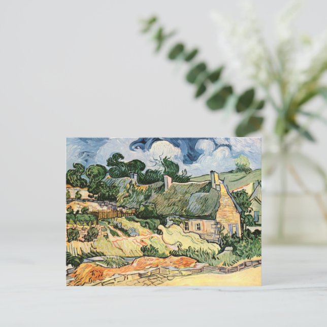 Strohhütte Hütten in Cordeville Vincent van Gogh Postkarte (Stehend Vorderseite)