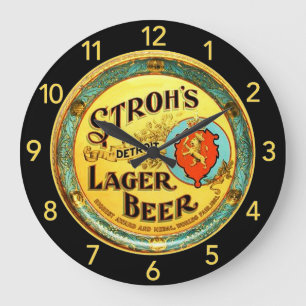 Strohs Lager-Bier große runde Uhr