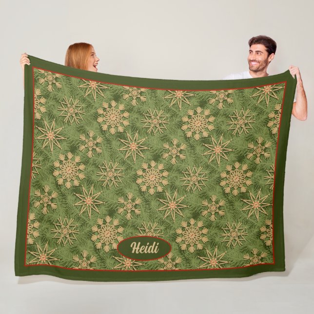 Strohsterne on Pine Tree Fleecedecke (Beispiel)