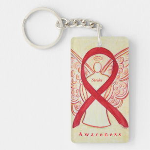 Stroke Angel Red Awareness Ribbon Schlüsselanhän Schlüsselanhänger