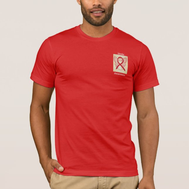Stroke Awareness Red Ribbon Angel T-Shirt (Vorderseite)