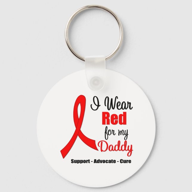 Stroke Awareness - Red Ribbon (Daddy) Schlüsselanhänger (Vorderseite)