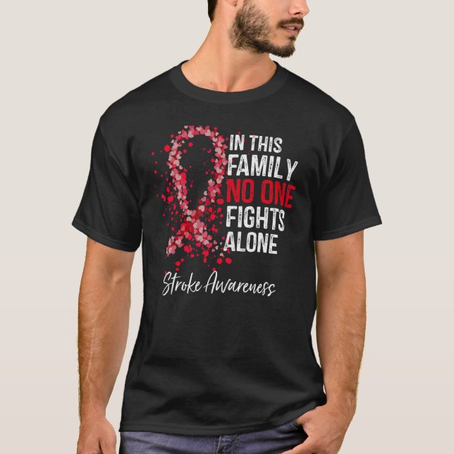 Stroke Awareness Survivor Red Ribbon Familie Suppo T-Shirt (Vorderseite)