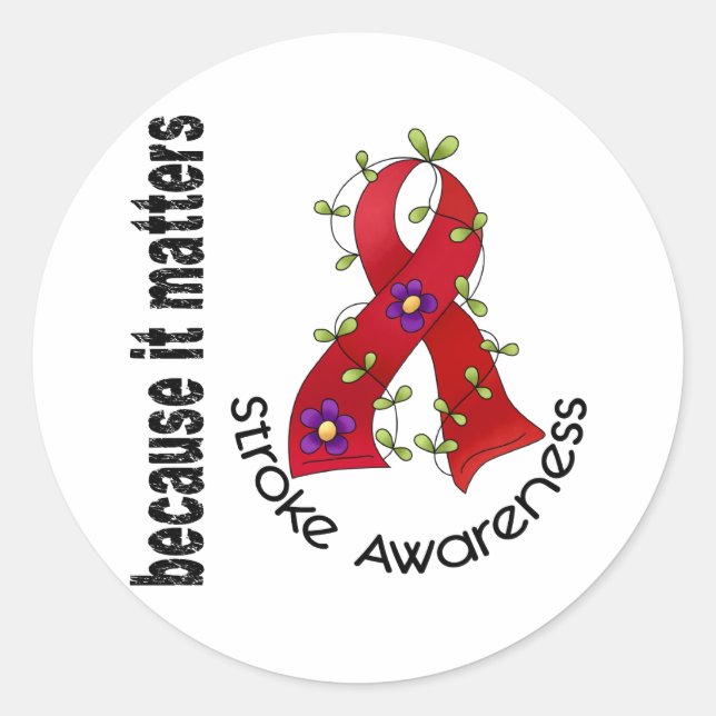 Stroke Blume Ribbon 3 Runder Aufkleber (Vorderseite)