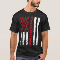 Stroke Survivor American Flag Red Ribbon