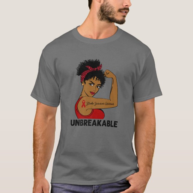 Stroke Survivor Warrior Black Women Unbrechbare Aw T-Shirt (Vorderseite)