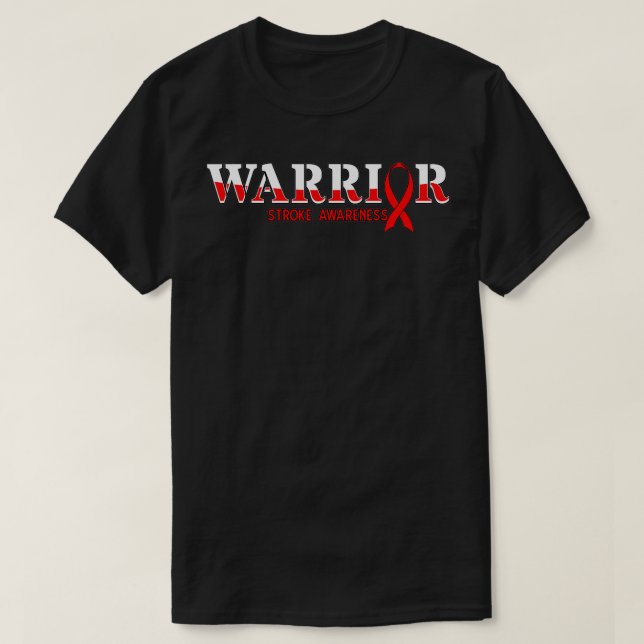 Stroke Warrior Red Ribbon Ischemic zerebrovasculär T-Shirt (Design vorne)