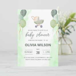 Stroller Baby Shower Invite, Boho Gender Neutral Einladung