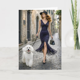 Strolling Italy, Poodle Blank Card Karte