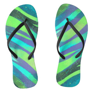 Strömende Farbwogen im Neonlicht Flip Flops